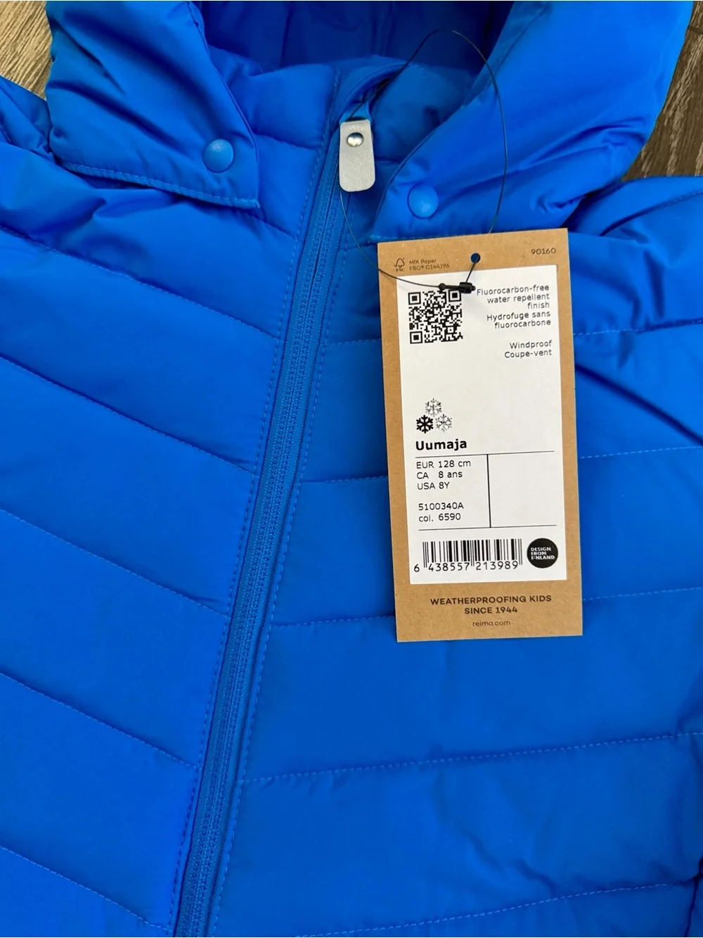 Reima Kid’ Uumaja Bright Blue Light Insulation Waterproof Jacket—8Y